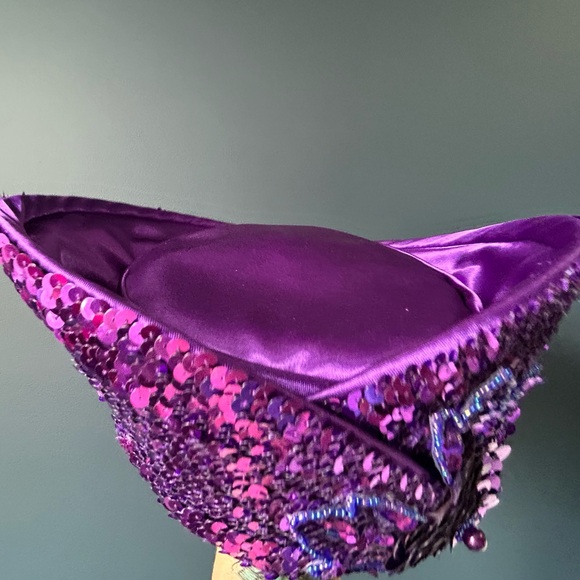 Ellie Vintage ( the most beautiful hat) Purple Hat sequin-silk - Picture 1 of 13